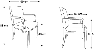 chaise Opéra avec accoudoirs dimensions